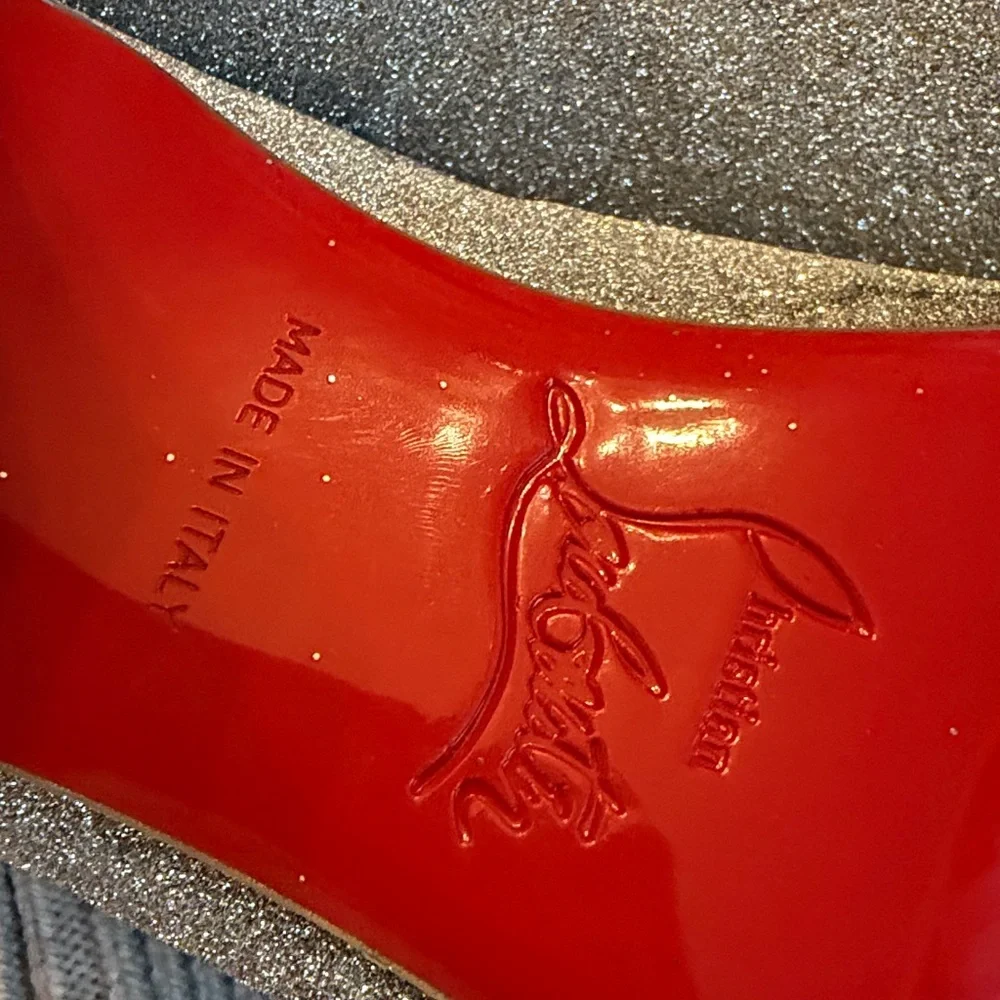 Worn 1x $545 Christian Louboutin Betsina glitter Maryjane Size 30/ US12